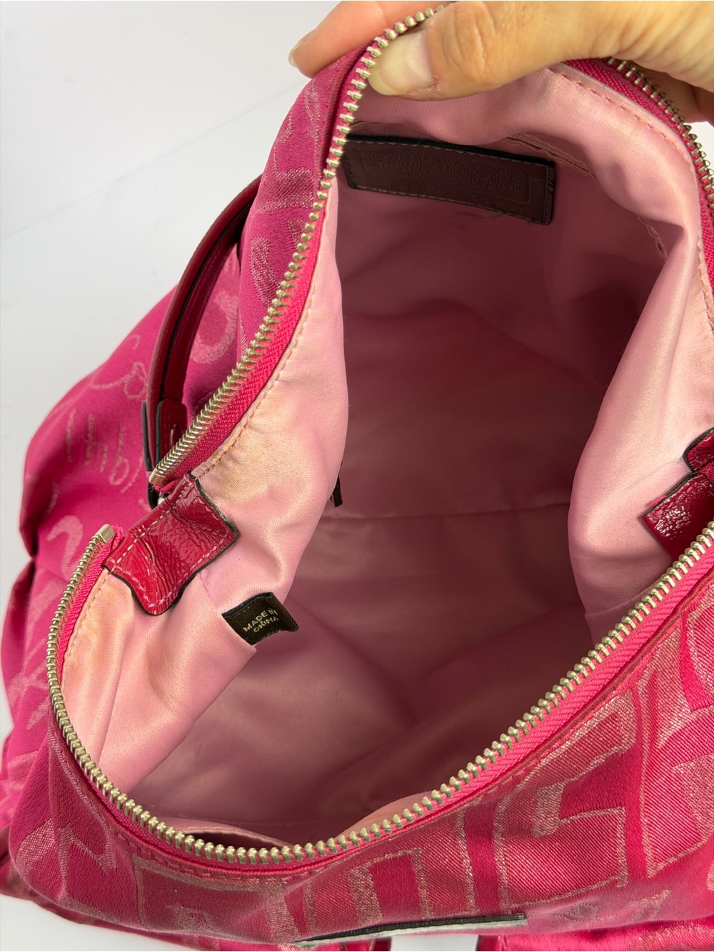 Coach Y2K Poppy Graffiti Story Patch Hot Pink Hobo Bag - Picture 10 of 15
